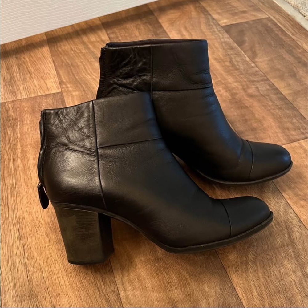 Clarks Black Leather Ankle Booties